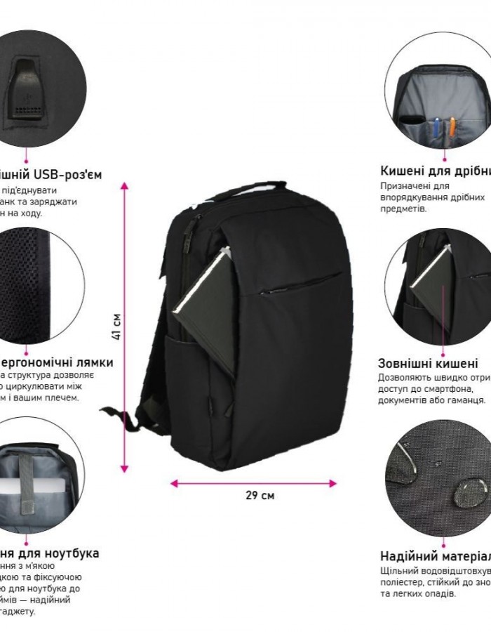 Рюкзак для ноутбука Nikibo Classic колір сірий 30010105-07